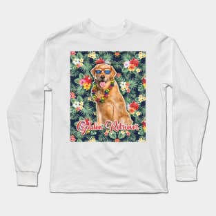 Golden Retriever Summer Funky Hawaiian Long Sleeve T-Shirt